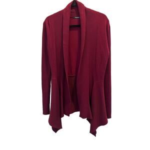 PATTY BOUTIK Women's open front ribbed cardigan burgundy contemporary SZ Lrg